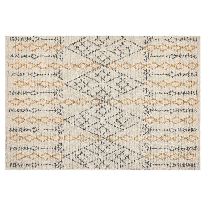 Cotton Area Rug 140x200cm Beige and Yellow