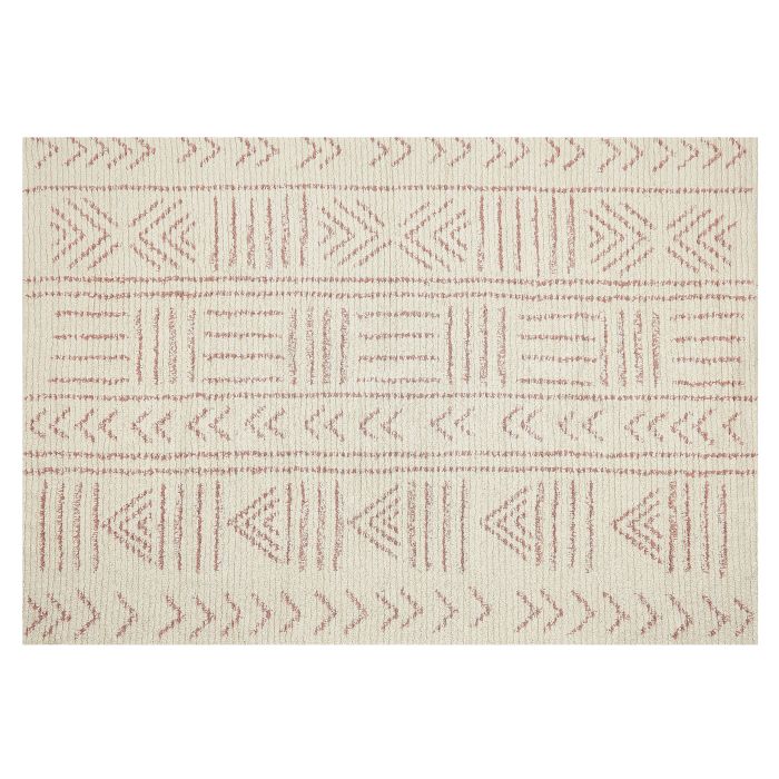 Cotton Area Rug 140x200cm Beige and Pink