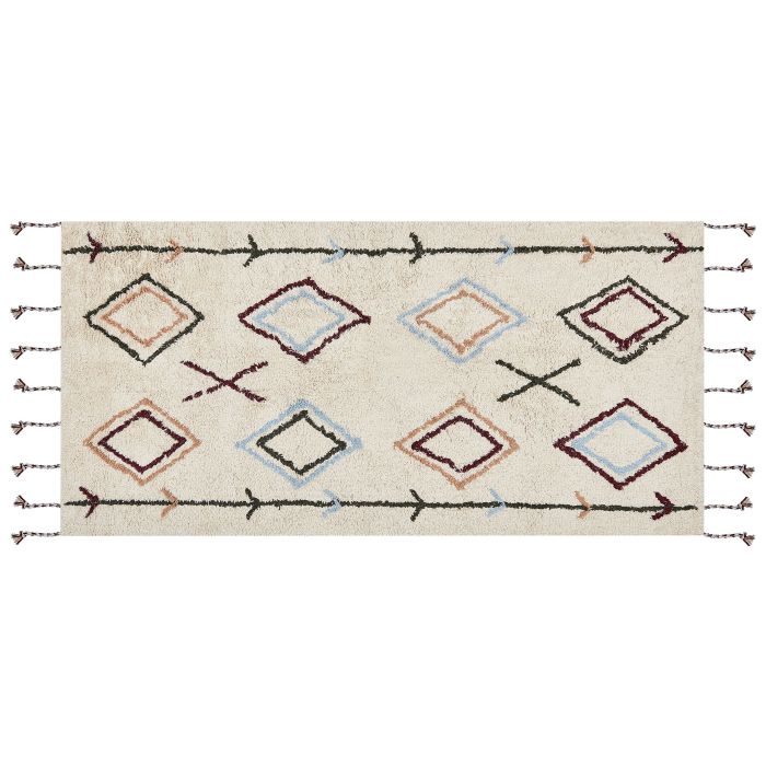 Cotton Area Rug 80x150cm Beige