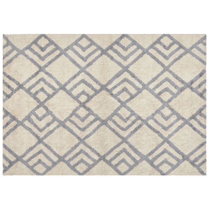 Cotton Area Rug 160x230cm Beige and Grey