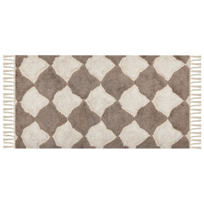 Cotton Area Rug 80x150cm Brown and Beige