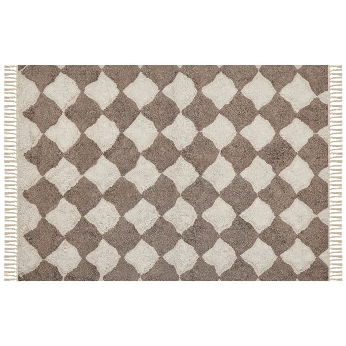 Cotton Area Rug 160x230cm Brown and Beige