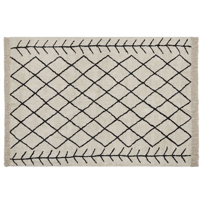 Cotton Area Rug 160x230cm Beige and Black