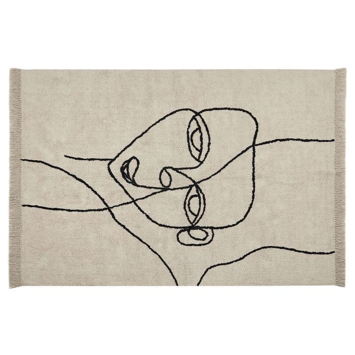 Cotton Area Rug 140x200cm Beige and Black