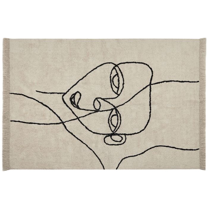 Cotton Area Rug 160x230cm Beige and Black
