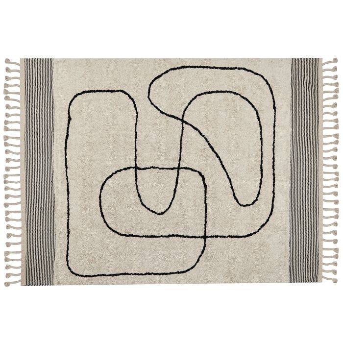 Cotton Area Rug 160x230cm Beige and Black
