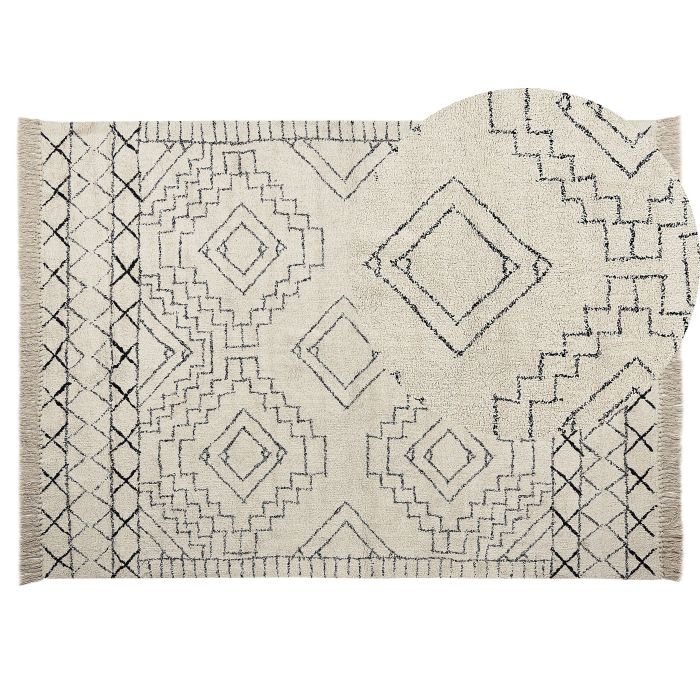 Cotton Area Rug 140x200cm Beige and Black