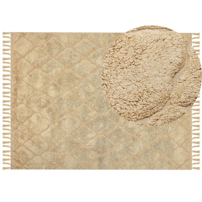 Cotton Area Rug 160x230cm Beige
