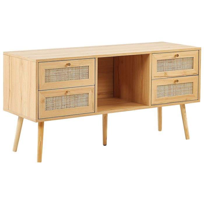 Rattan TV Stand Light Wood PEROTE