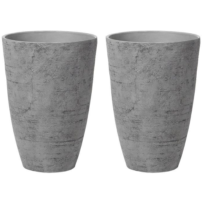 Set of 2 Plant Pots 43 x 43 x 60 cm Grey CAMIA