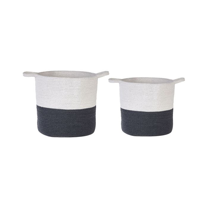 Set of 2 Cotton Baskets White and Black