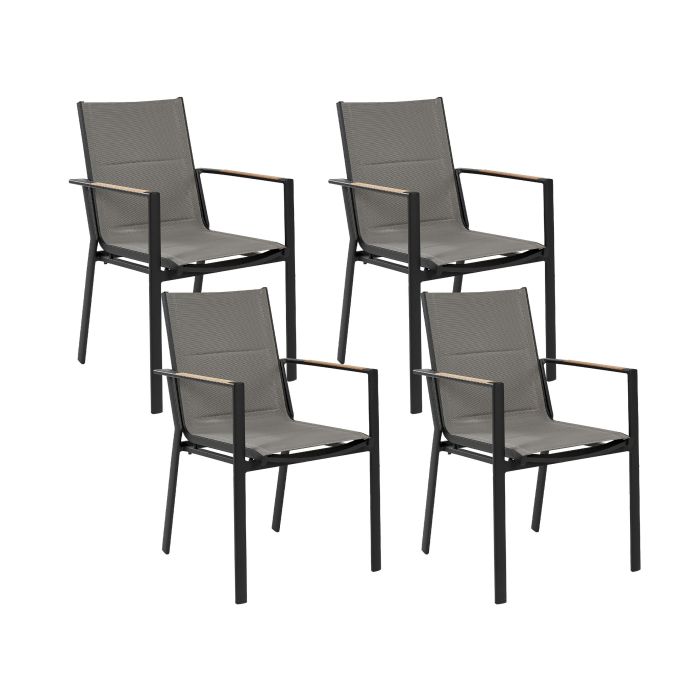 Set of 4 Garden Chairs Black BUSSETO