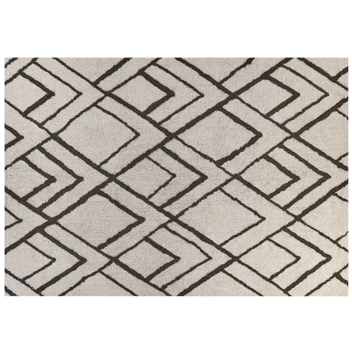 Shaggy Cotton Area Rug 160x230cm Off - White and Green