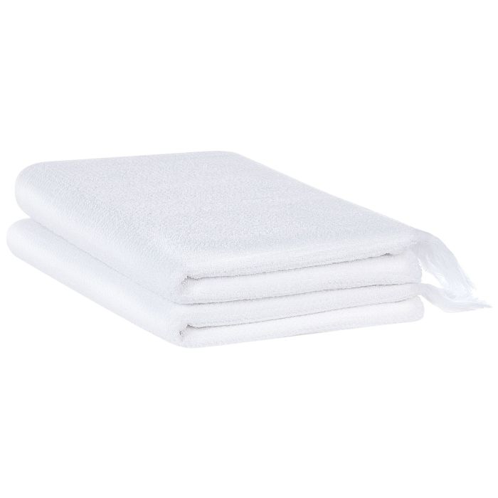 Set of 2 Cotton Terry Towels White ATIU