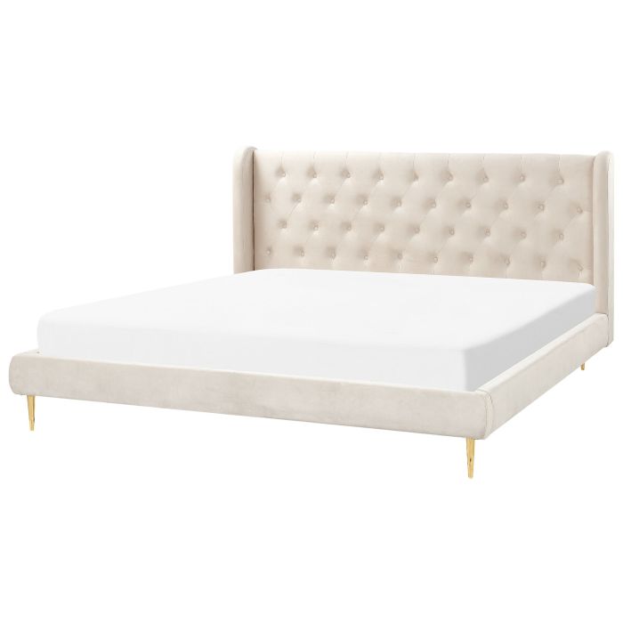 Velvet EU Super King Size Bed Beige FORBACH