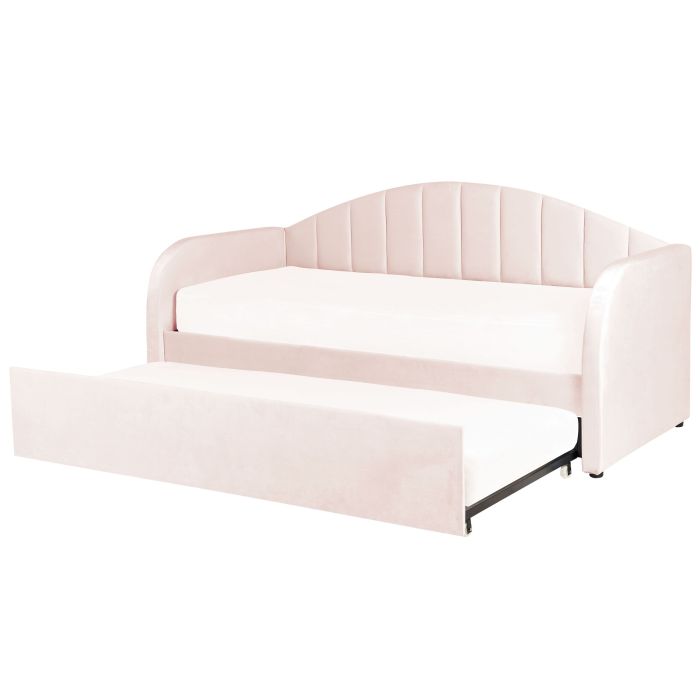 Velvet EU Single Trundle Bed Pastel Pink EYBURIE