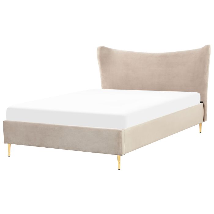 Velvet EU Double Bed Taupe CHALEIX