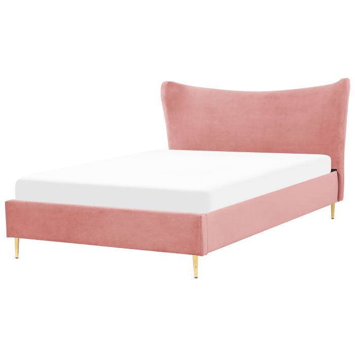 Velvet EU King Size Bed Pink CHALEIX