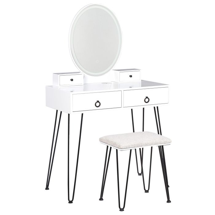 Dressing Table - AUBURN 4 Drawer Dresser White and Black 80cm