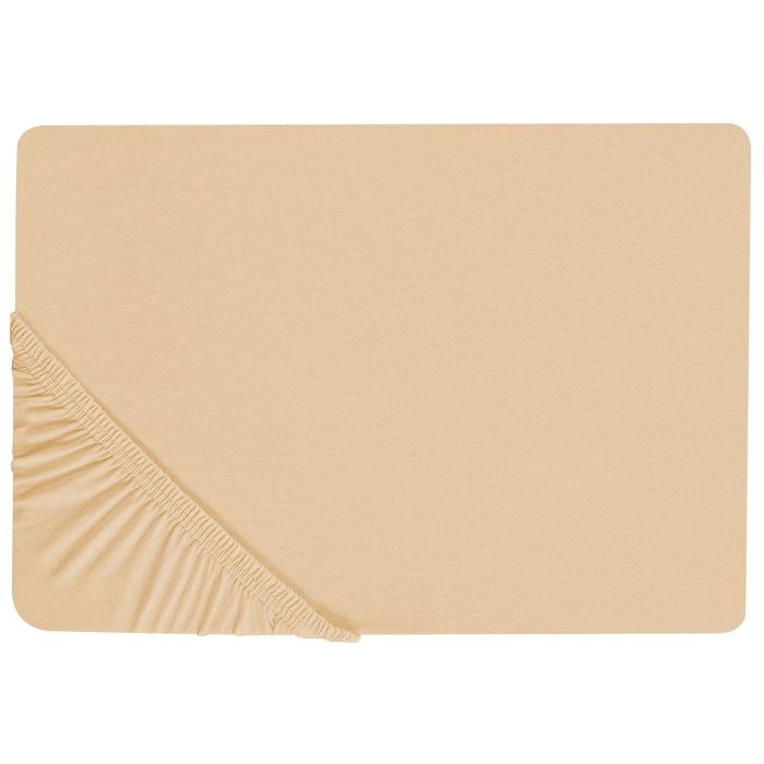 Cotton Fitted Sheet 180 x 200 cm Sand Beige JANBU