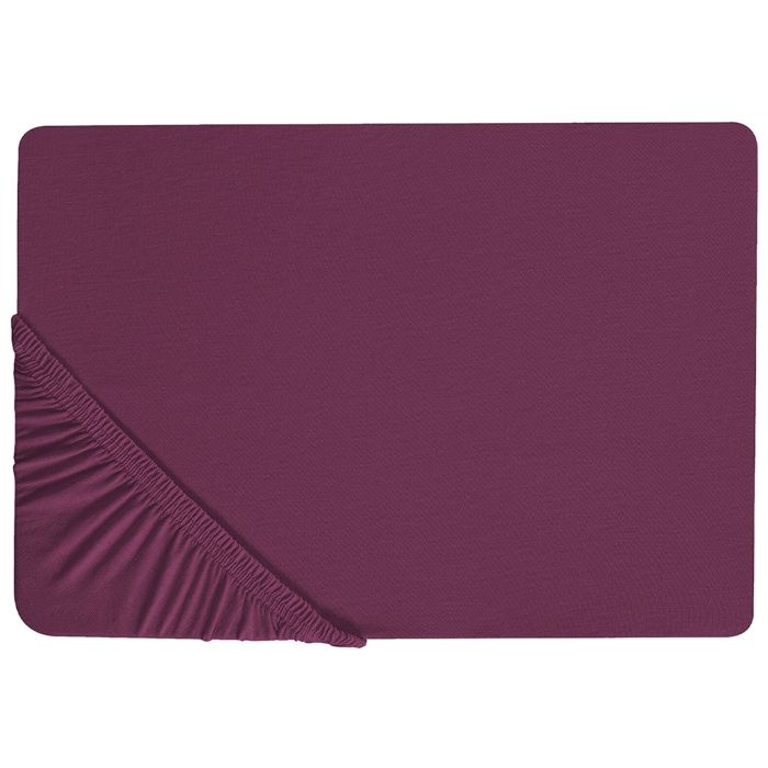 Cotton Fitted Sheet 140 x 200 cm Burgundy JANBU