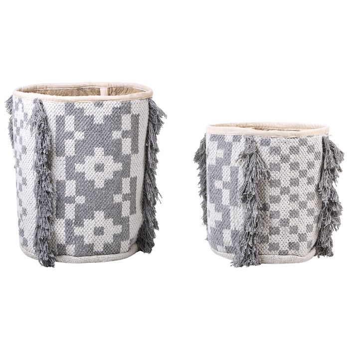 Set of 2 Cotton Baskets Off - White and Grey