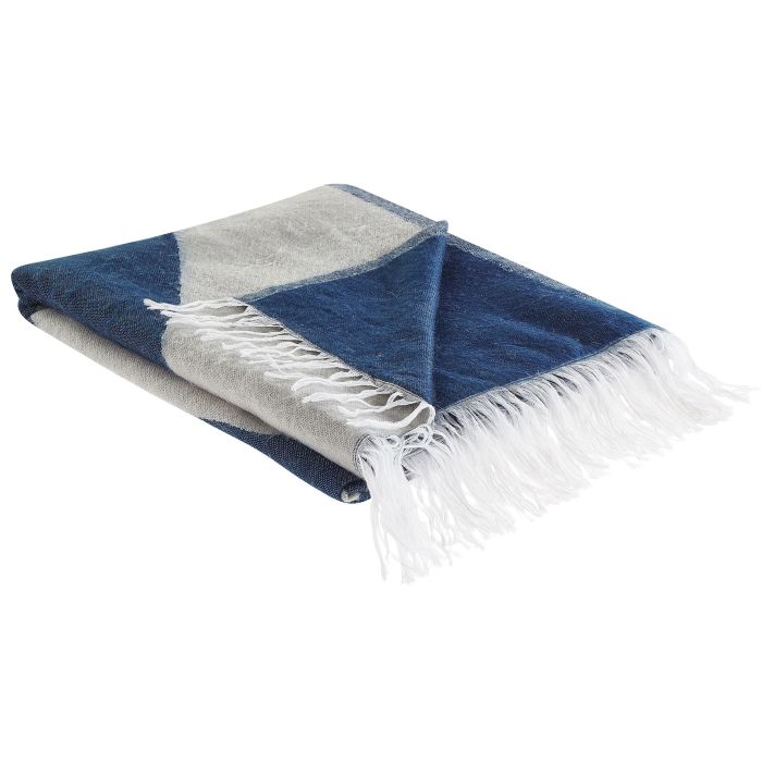 Blanket 130 x 170 cm Beige and Blue HALEDE