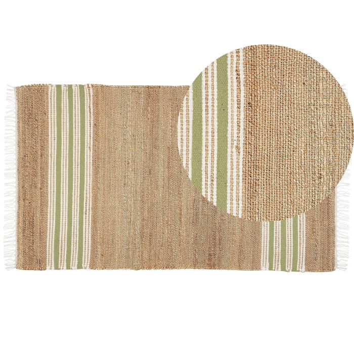 Jute Area Rug 80x150cm Beige and Green