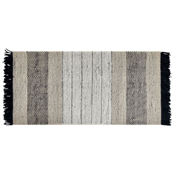 Wool Area Rug 80x150cm Beige and Black