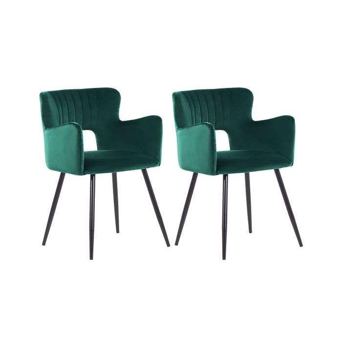 Set of 2 Velvet Dining Chairs Emerald Green SANILAC