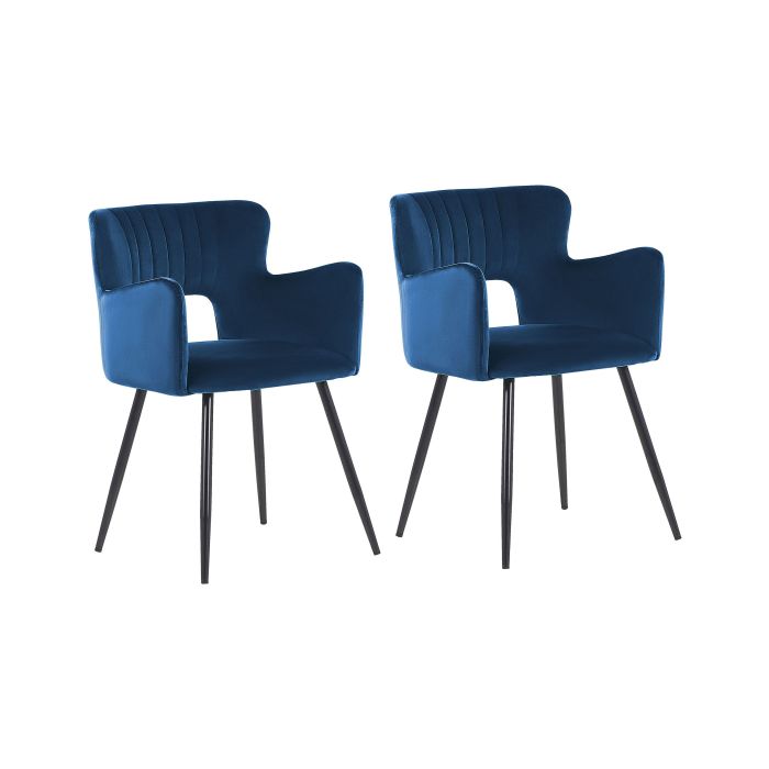 Set of 2 Velvet Dining Chairs Navy Blue SANILAC