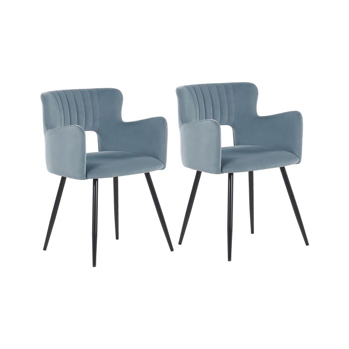 Set of 2 Velvet Dining Chairs Light Blue SANILAC