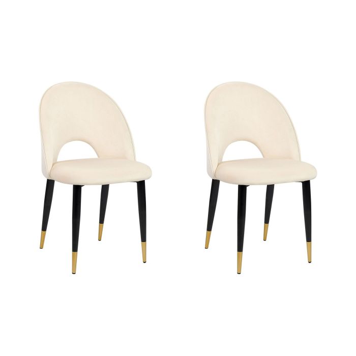 Set of 2 Velvet Dining Chairs Beige MAGALIA