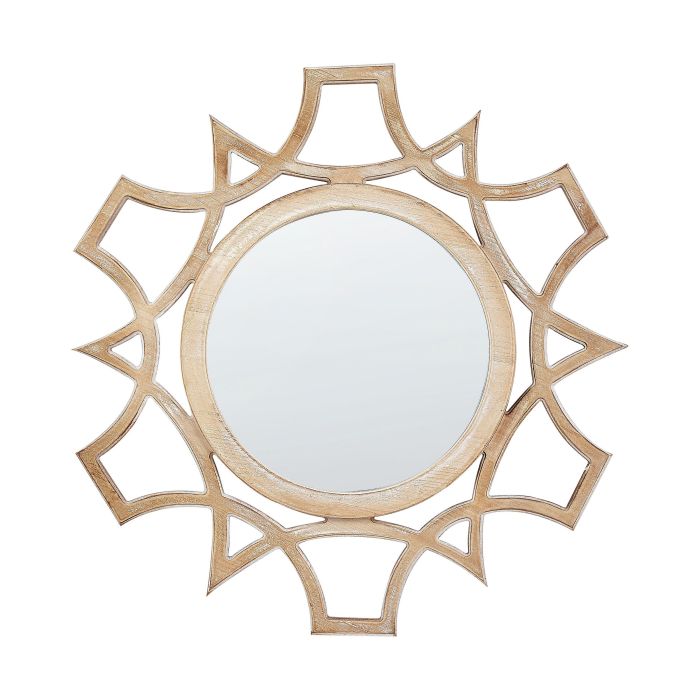 Round Wall Mirror 60cm Light Wood
