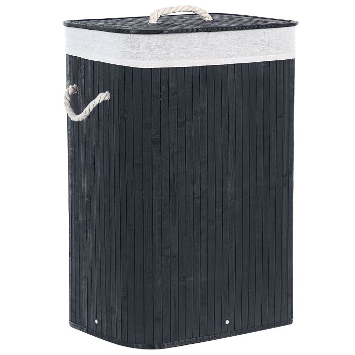 Bamboo Basket with Lid Black KOMARI