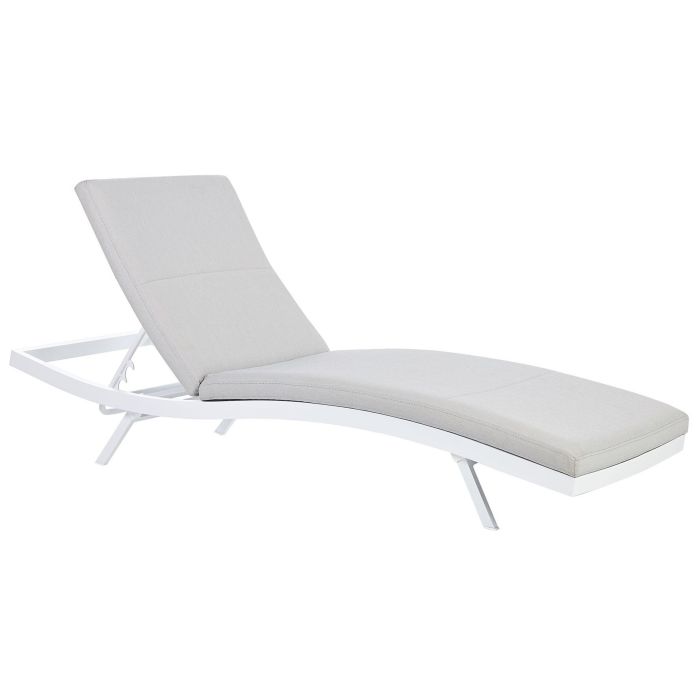 Fabric Reclining Sun Lounger Light Grey AMELIA