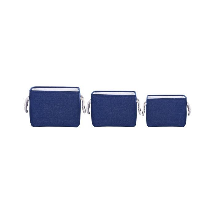 Set of 3 Fabric Baskets Blue