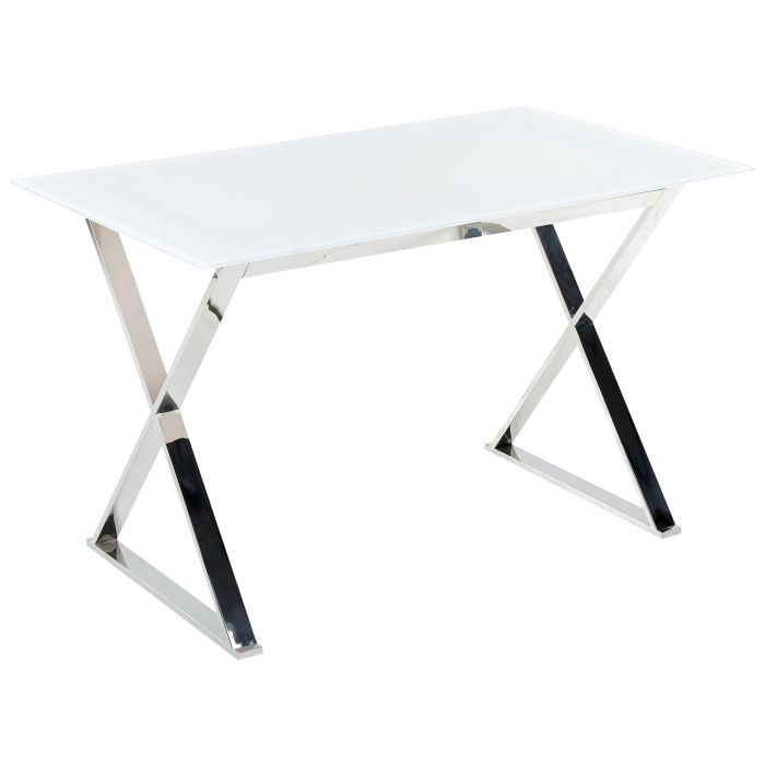 Glass Top Dining Table 120 x 70 cm White and Silver ATTICA
