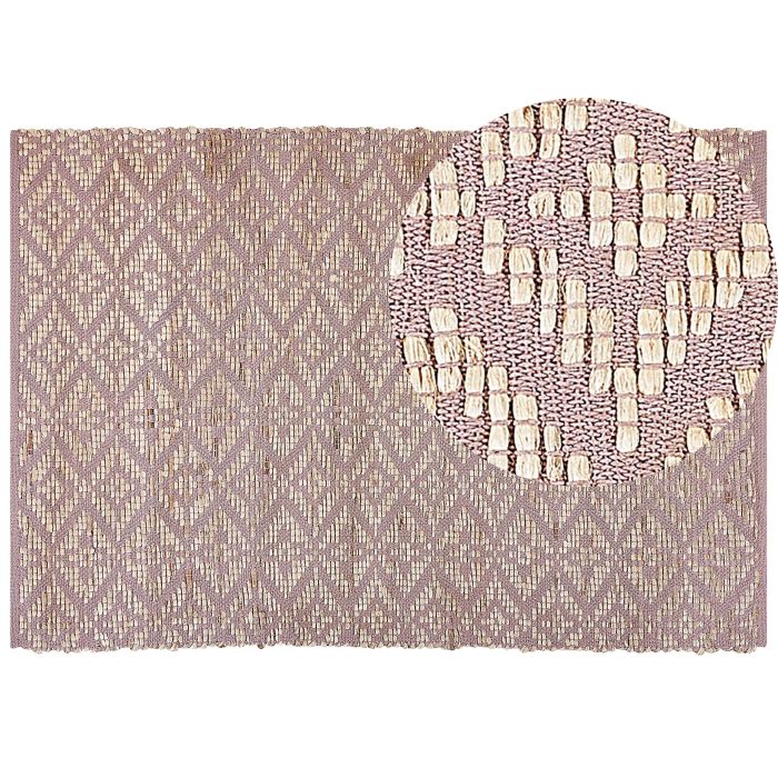 Cotton Area Rug 160x230cm Beige and Pink