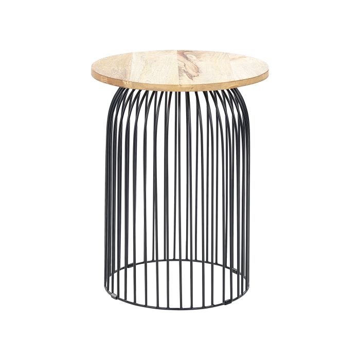Wire Frame Mango Wood Side Table Light and Black WILLS