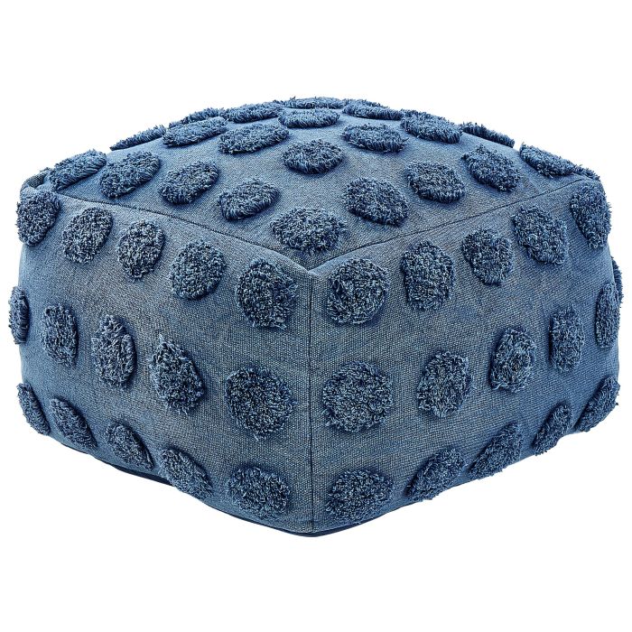Cotton Pouffe 50 x 50 x 35 cm Blue VISHVI