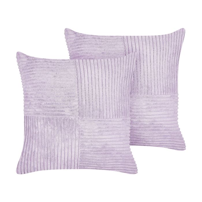 Set of 2 Corduroy Cushions 43x43cm Violet