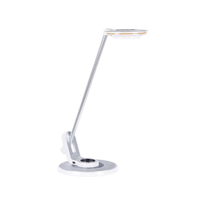 Metal LED Desk Lamp with USB Port Silver and White CORVUS