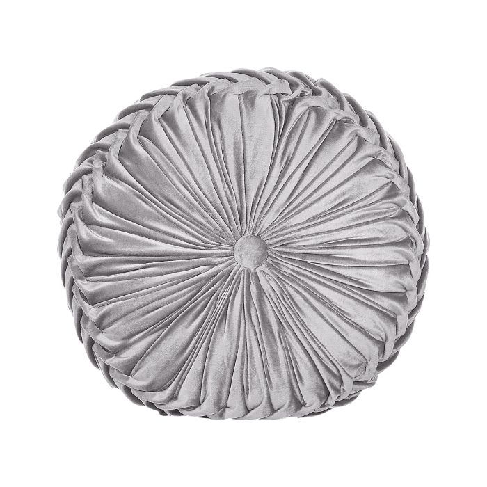 Velvet Cushion with Pleats 40cm Grey