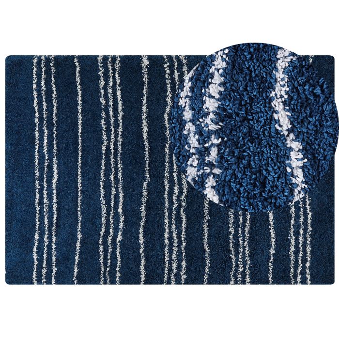 Shaggy Area Rug 160x230cm Blue and White