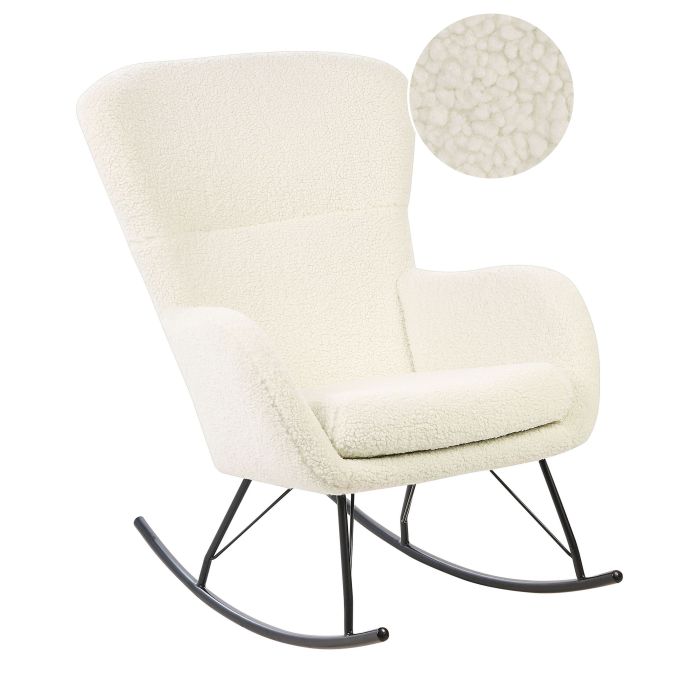Boucle Rocking Chair Cream White and Black ANASET