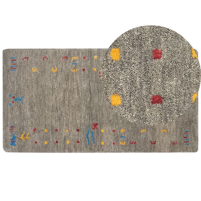 Wool Gabbeh Area Rug 80x150cm Grey