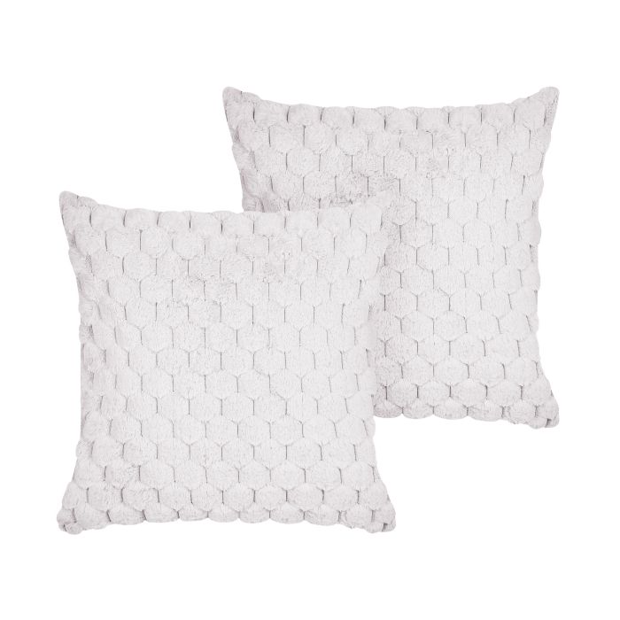 Set of 2 Faux Fur Cushions 43x43cm White