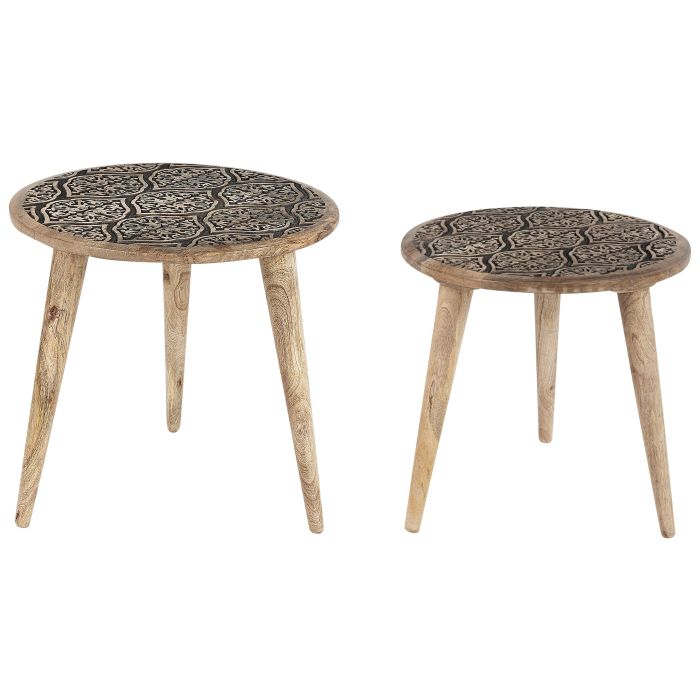 Set of 2 Mango Wood Side Tables Light SHARMA