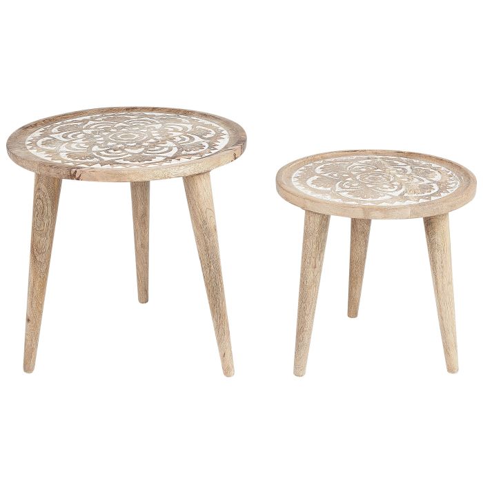Set of 2 Mango Wood Side Tables Light SAKITA